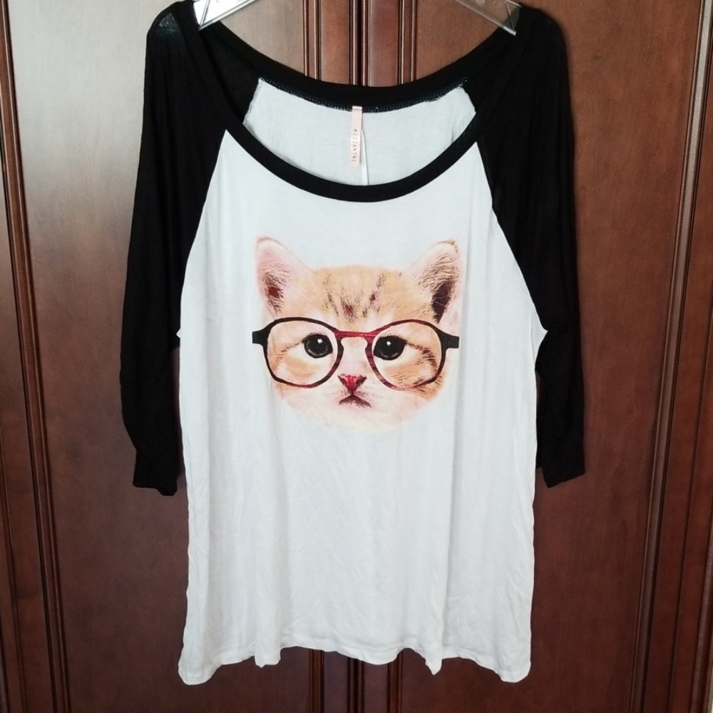 Purr-fect vision cat glasses tee black white T- Shirt Modcloth